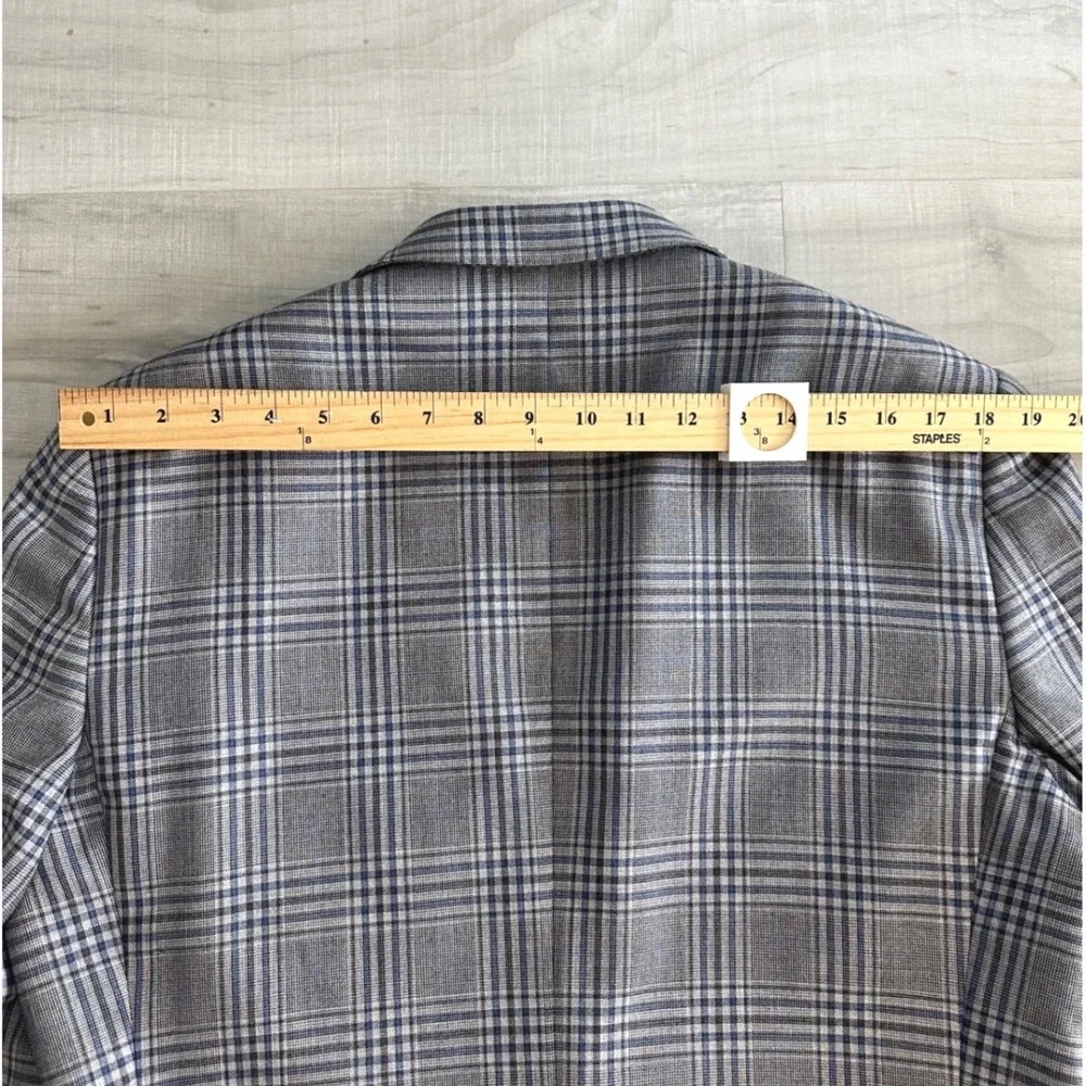 Ermenegildo Zegna Cashmere Silk Sport Coat Grey Blue Plaid Blazer Italy 44R US